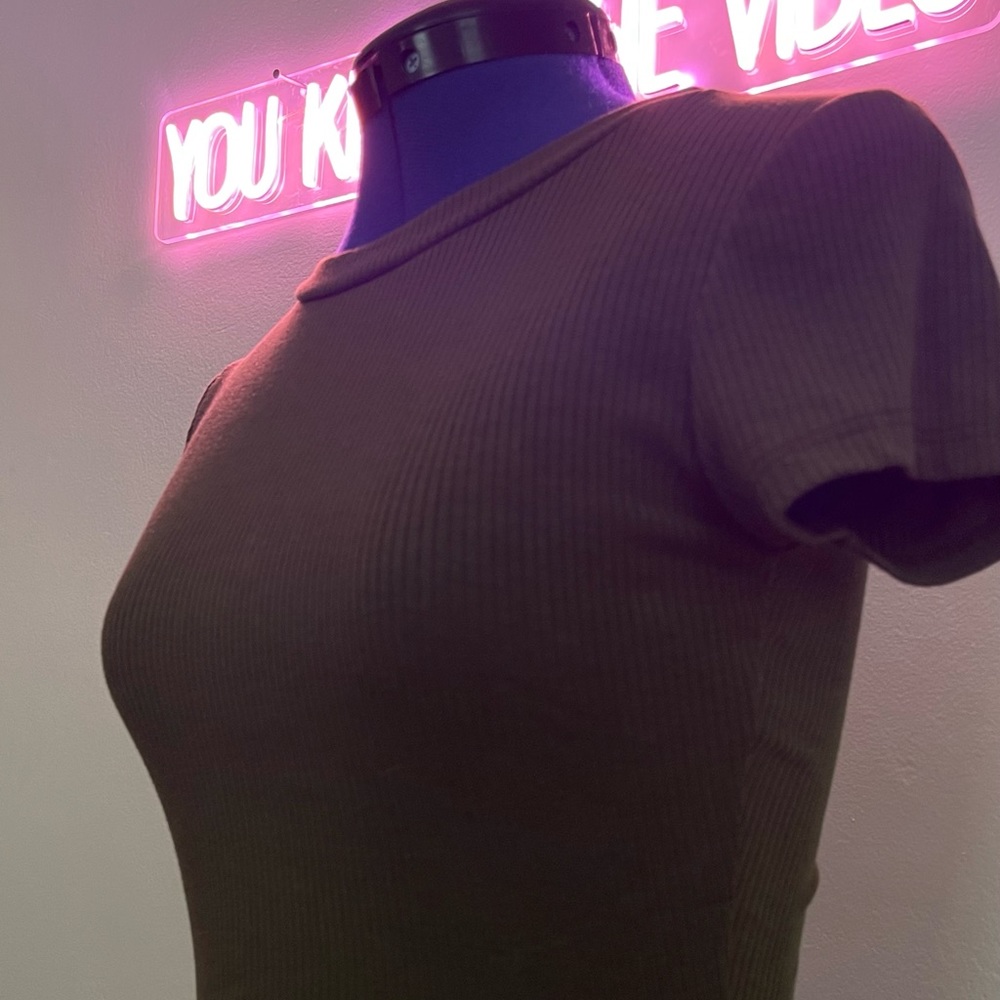 Windsor Olive Green Short Sleeve Crop Top